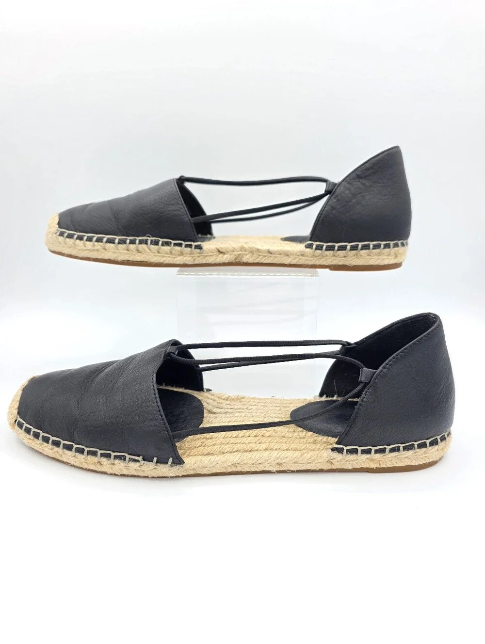 Eileen Fisher Black Leather Espadrilles Flats Size 10 Slip‎ On